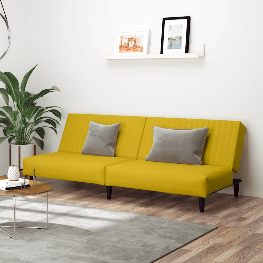 Divano letto | Sof¨¤ letto | Letto singolo a 2 Posti Giallo in Velluto
