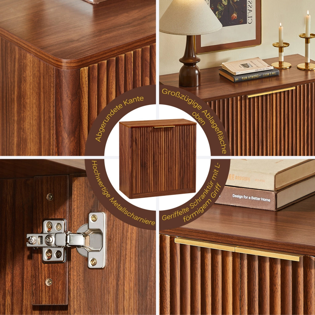 Credenza con ripiani regolabili in truciolato marrone pannelli incassati per soggiorno e sala da pranzo 80 × 40 × 80 cm