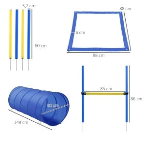 Set agility per cani con tunnel e ostacoli