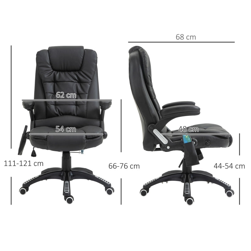 Poltrona da ufficio ergonomica con massaggio e calore in pelle rigenerata nera