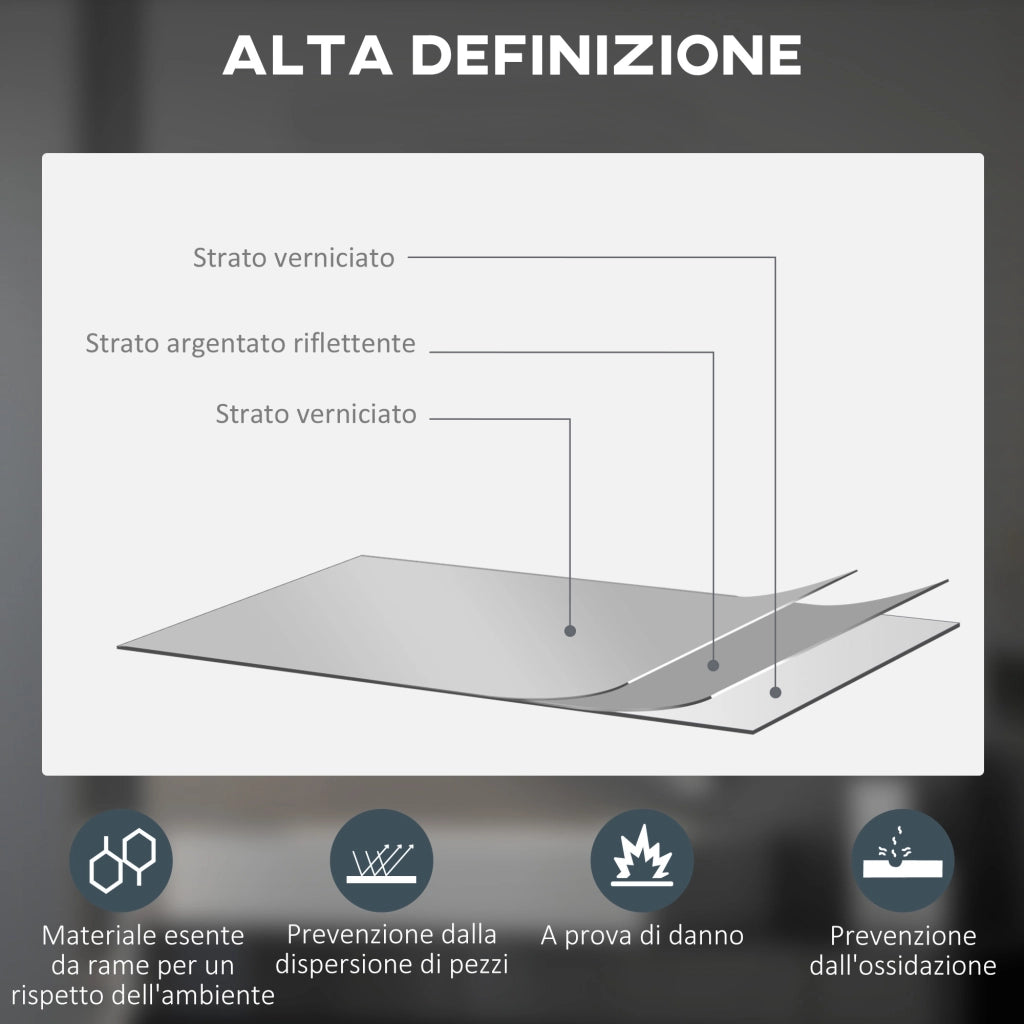 Specchio Bagno Ø80 cm con Luci LED Regolabili Interruttori Touch e Design Antiappannamento