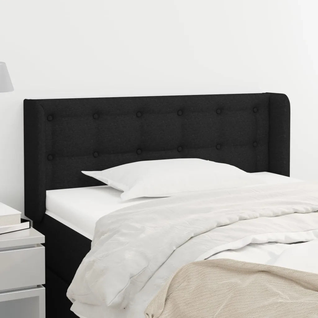 Testiera ad Orecchio Nera 93x16x78/88 cm in Tessuto 3119186