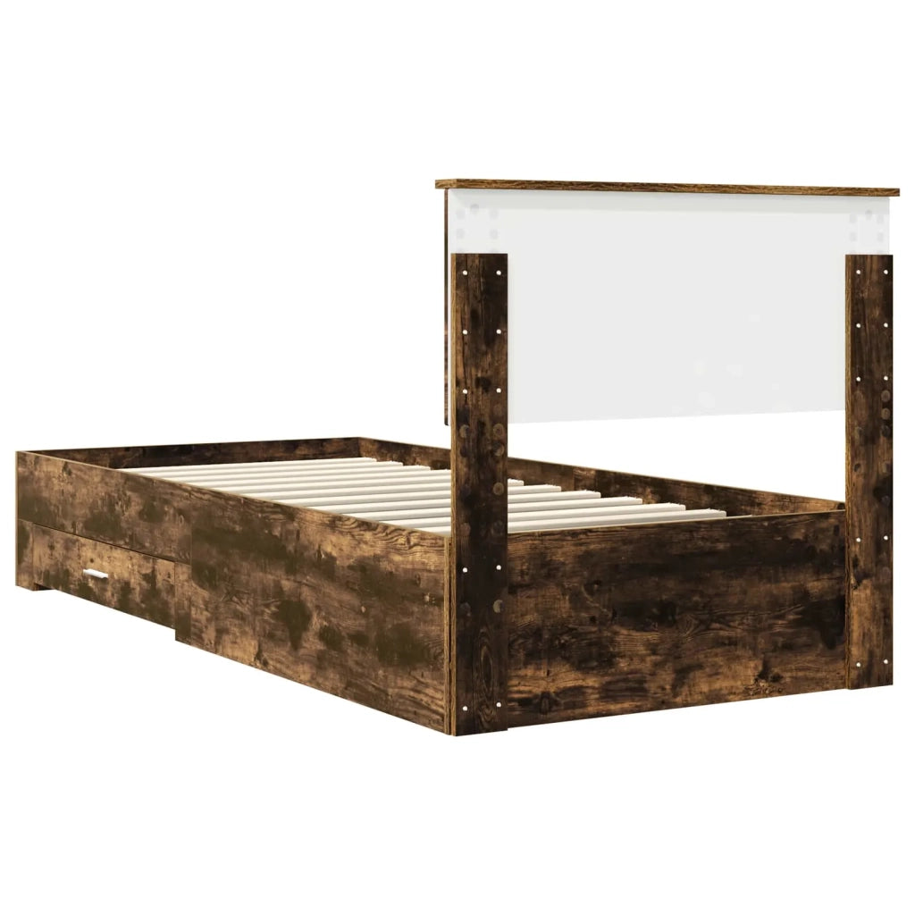 Letto singolo | Letto per adulti | Struttura del letto Rovere fum¨¦ 90 x 190 cm Legno multistrato