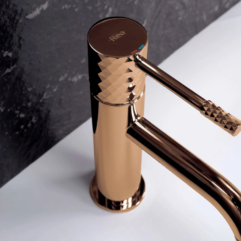 Rubinetto Da Lavabo Rea Lungo Diamond Copper