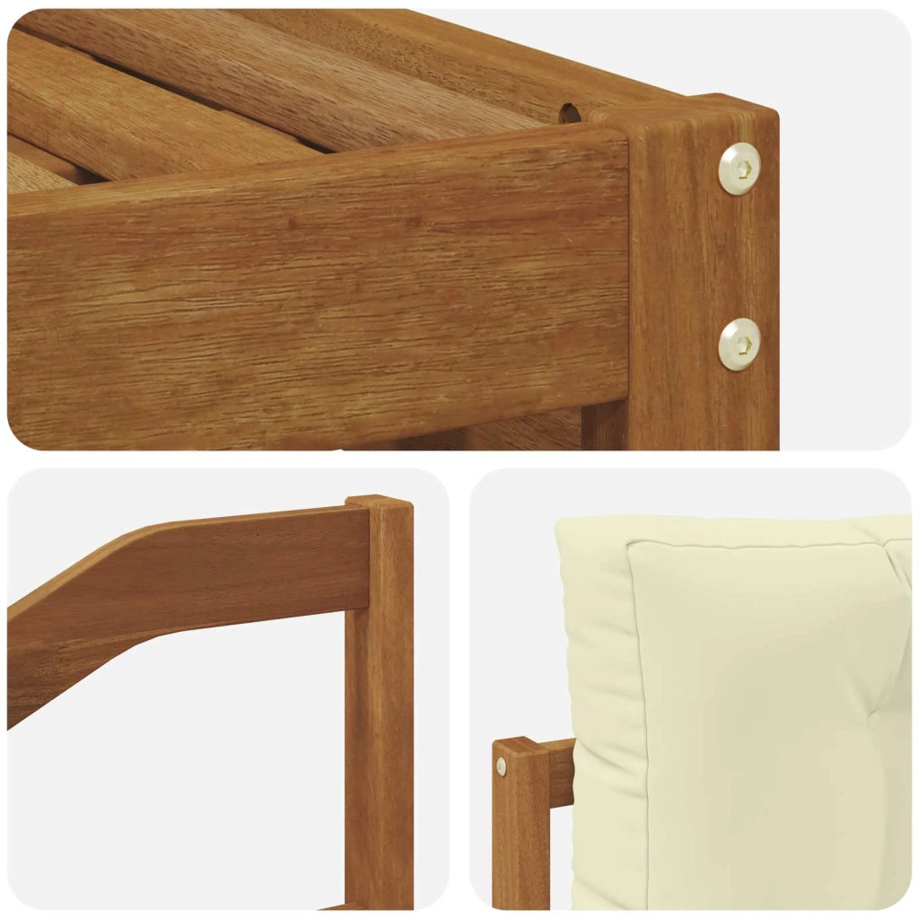 Set divani 7 pcs Naturale e Crema Legno di Acacia Massello 3373835