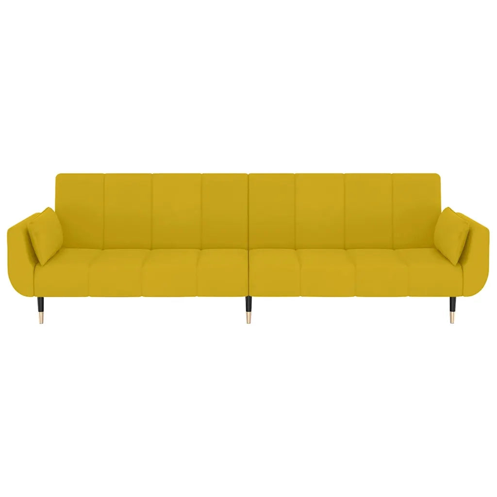 Divano Letto a 2 Posti con 2 Cuscini Giallo in Velluto 337589