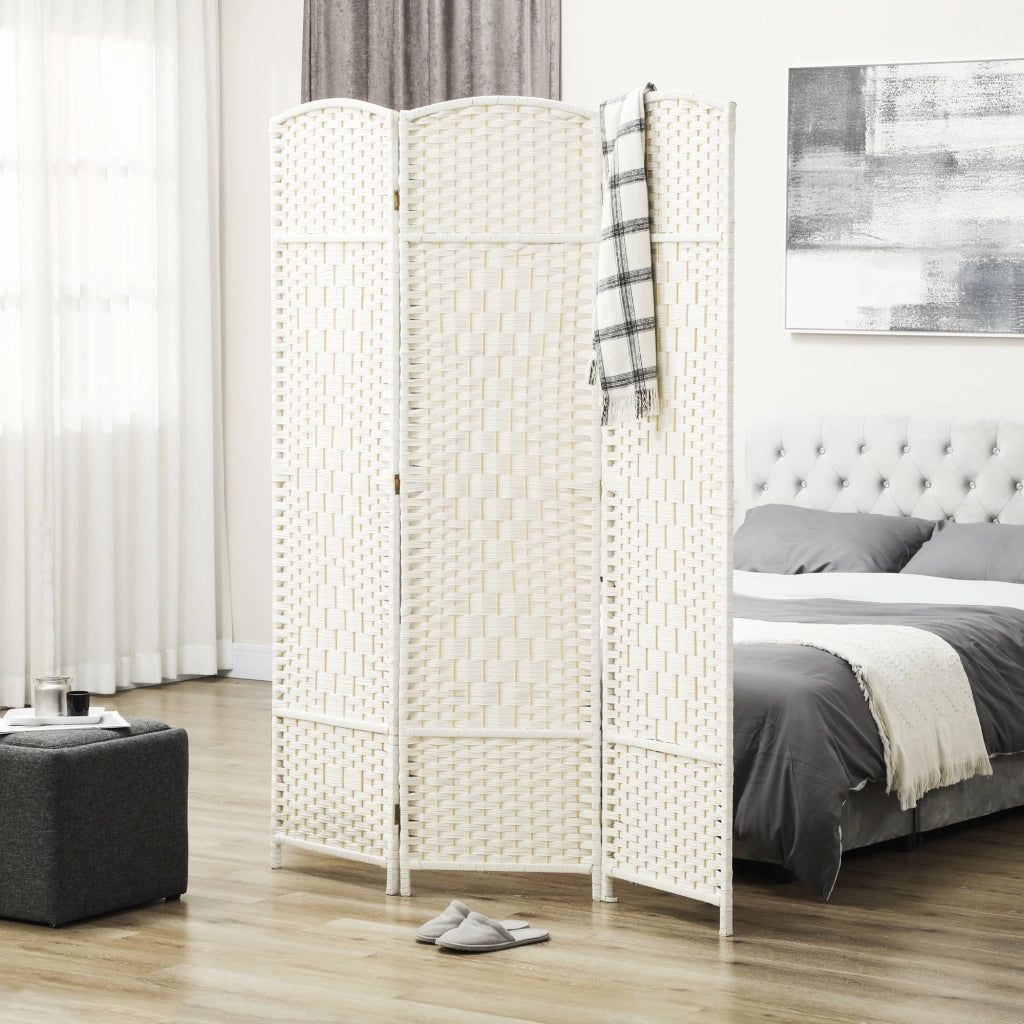 Paravento separatore 3 pannelli pieghevole ¨C Xylo ¨C legno bianco 135x180 cm