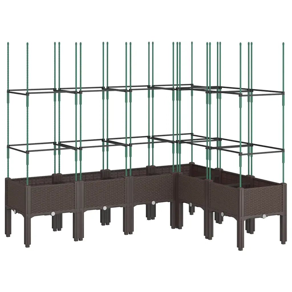 Fioriera | Cassetta per fiori | Vaso Giardino con Graticcio Marrone 160x120x142,5 cm in PP