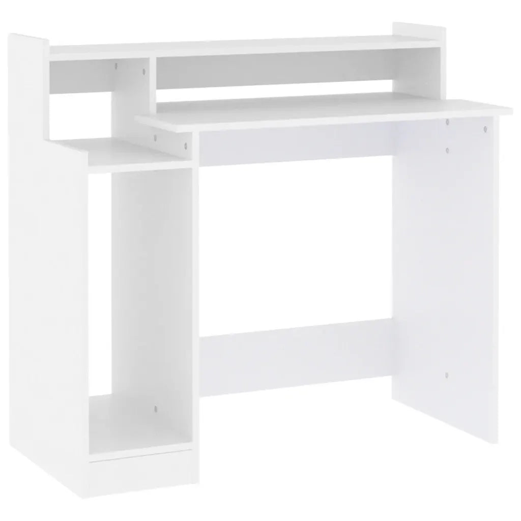 Scrivania con Luci LED-Scrivanie per ufficio e studio Bianca 97x45x90 cm in Legno Multistrato