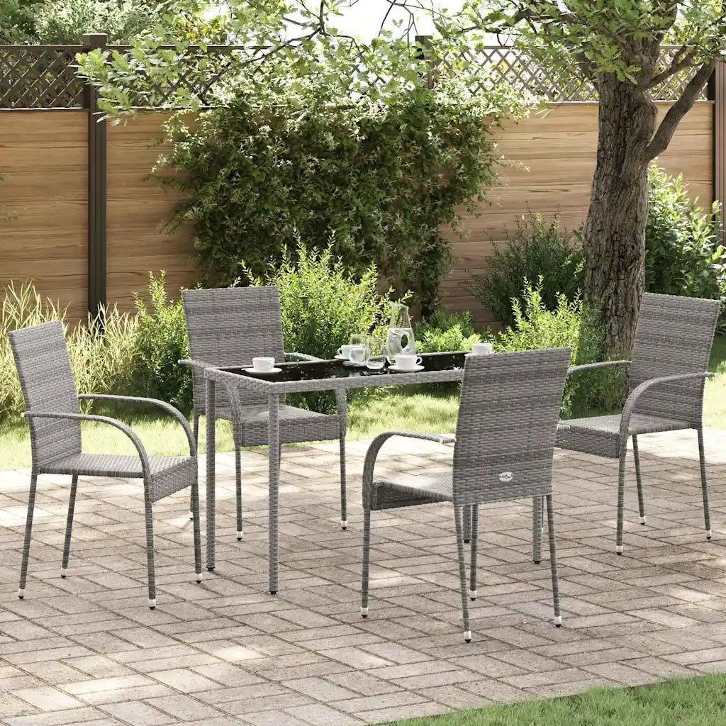 Sedie da Esterno Impilabili 4 pz Grigie in Polyrattan