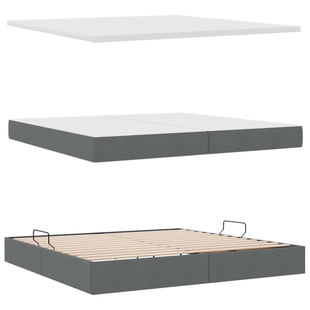 Letto con contenitore e materasso Grigio scuro 200 x 200 cm 3370468