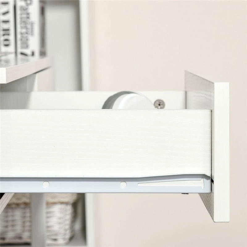 SCRIVANIA SINGOLA PER CAMERA E UFFICIO CON CASSETTI E RUOTE 100X36X88CM BIANCO