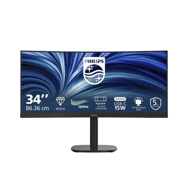 Philips monitor curvo 34 led va wqhd 21:9 4ms 120hz , reg altezza, dp/hdmi, usb-c - 34B2N3500C/00