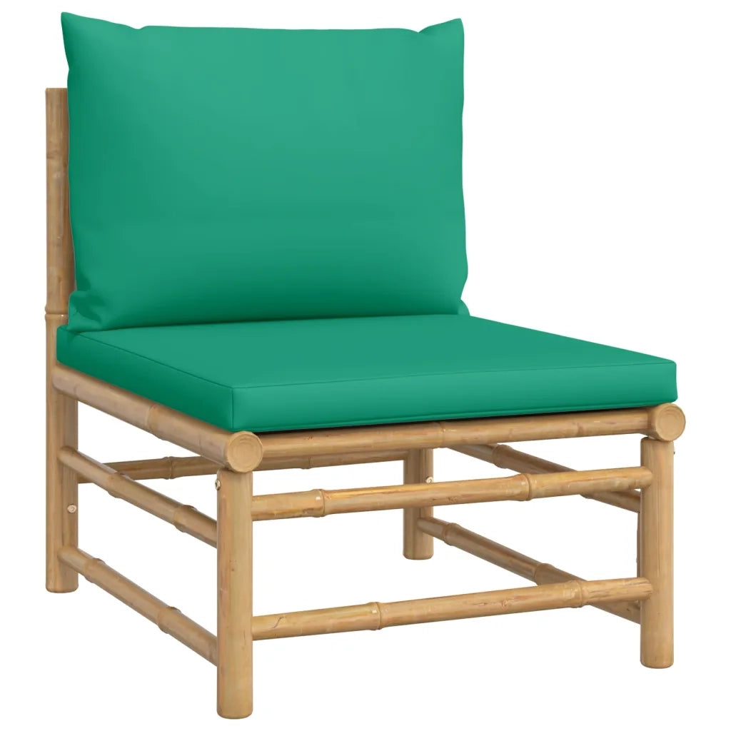 Set Salotto da Giardino 4pz | Set di Mobili da Esterno con Cuscini Verdi Bamb¨´