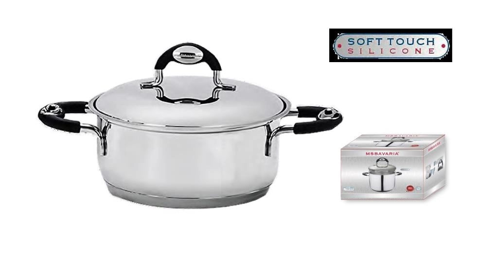Pentola Casseruola in Acciaio con Coperchio New Bavaria 18 cm