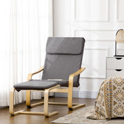 POLTRONA con pouf 66,5x80x99 cm grigio effetto lino Set 2 pezzi