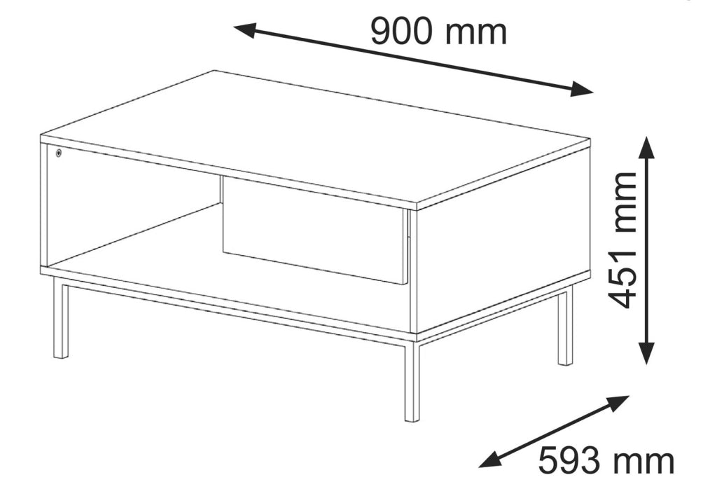 TAVOLINO DA CAFFÈ RAVENNA B IN MDF LACCATO 90x60x45 BIANCO OPACO STRUTTURA ORO