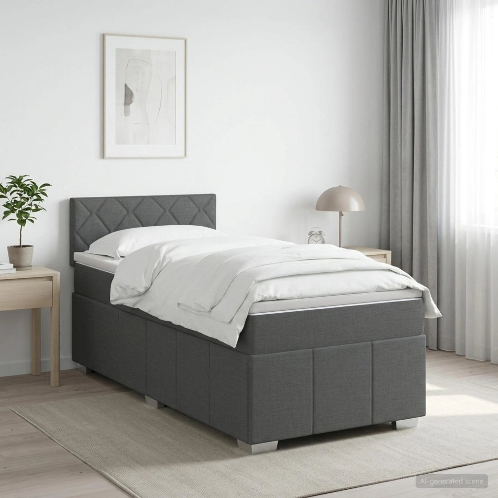 Letto box spring con materasso Grigio Scuro 90 x 190 cm Tessuto 3451309