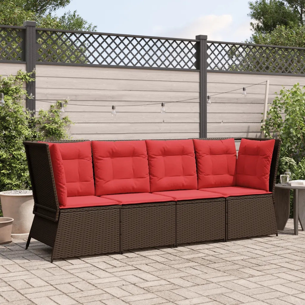 Divano angolare da giardino con Cuscini in Polyrattan Marrone 368988