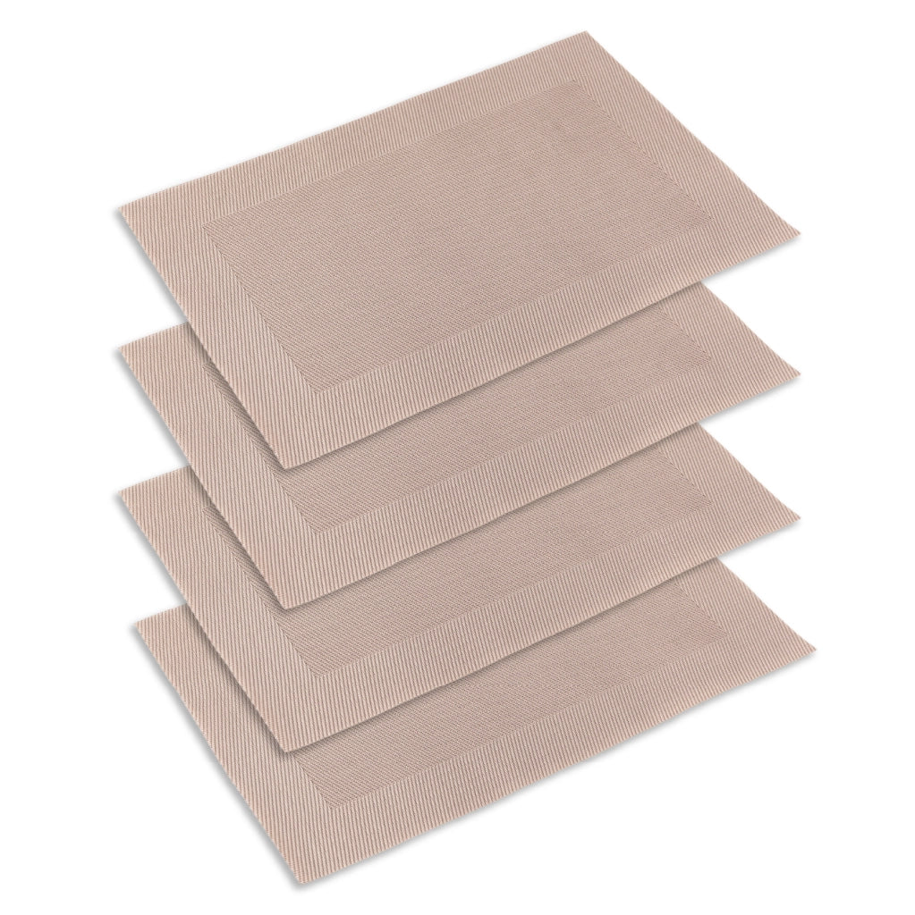 Set 4 Tovagliette Americane 45x30 cm in PVC Intrecciato, Lavabili e Riutilizzabili, Sottopiatto Rettangolare per Tavola Cucina e Sala da Pranzo  Tortora