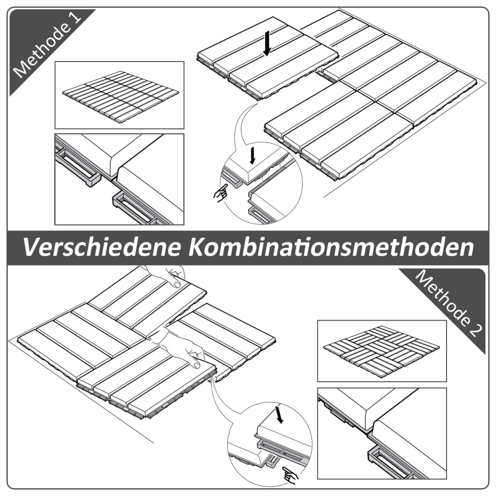 PIASTRELLE DA TERRAZZO Set da 9 pezzi 30x30 cm Plastica Nera