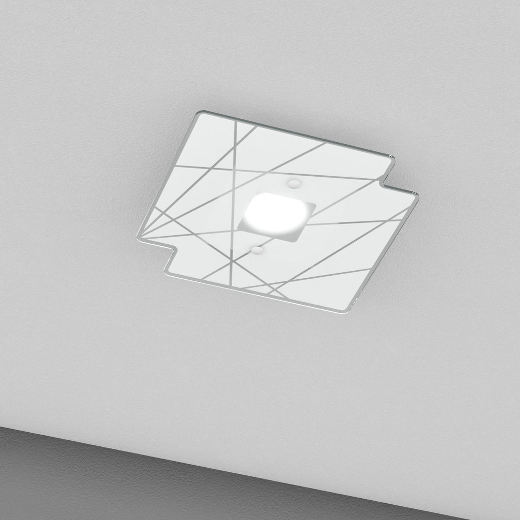Plafoniera Contemporanea Focus Metallo Bianco Vetro 1 Luce Gx53