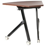 Scrivania pieghevole da ufficio con struttura in metallo marrone scuro e piano in MFC 90 x 64 cm Tavolo pieghevole portatile con rotelle