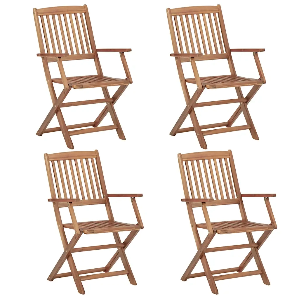 Sedie da Giardino Pieghevoli 4 pz | Sedie da Esterno con Cuscini Massello Acacia