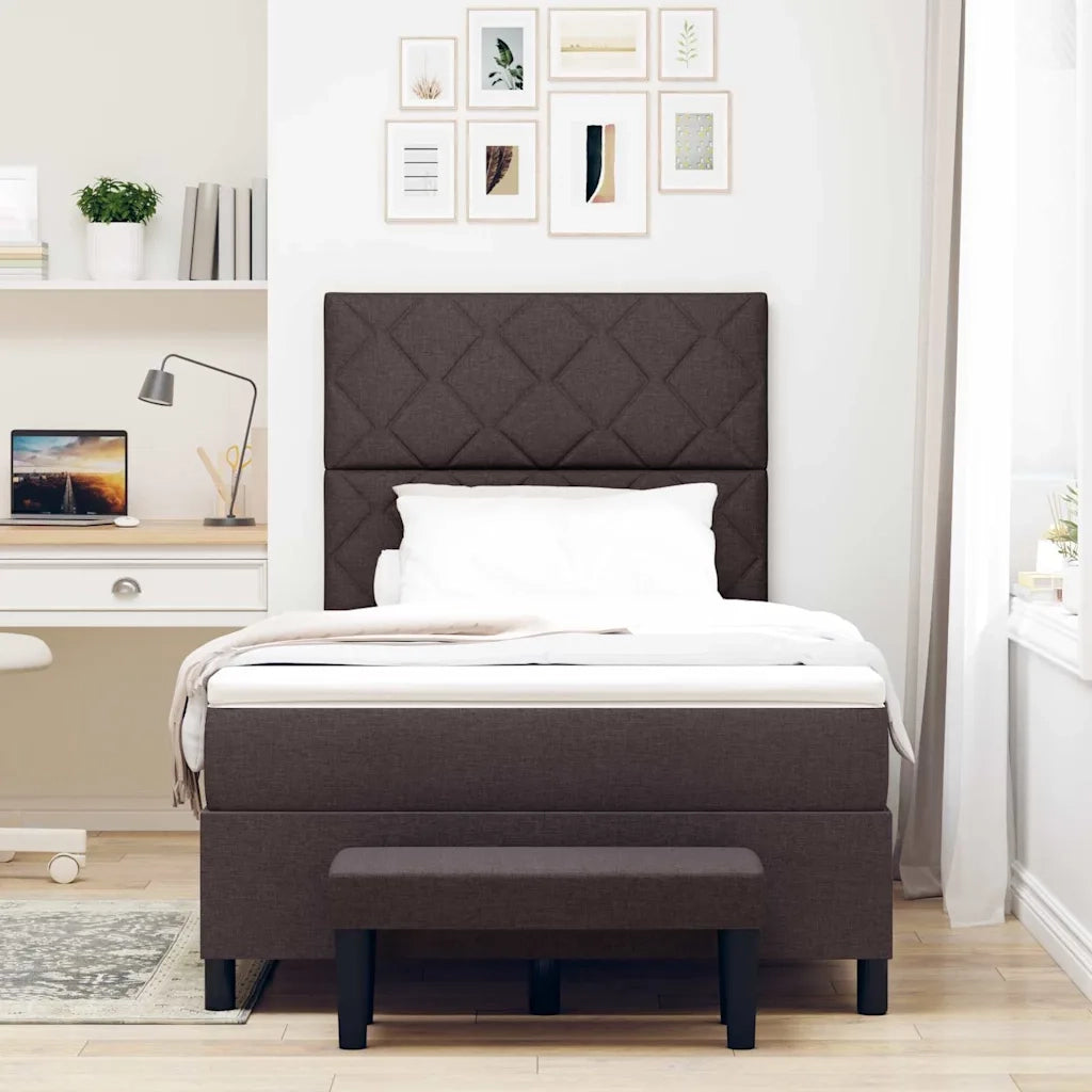 Letto a molle con materasso Marrone Scuro 120 x 190 cm Tessuto