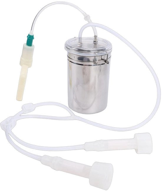 Macchina da mungere con forte potenza aspirante - Macchina da mungere manuale - Set di mungitura in acciaio inossidabile - Capacità 2000 ml - Sostenibile - Adatta per bovini/capre/camelli - Apparecchio da mungere
