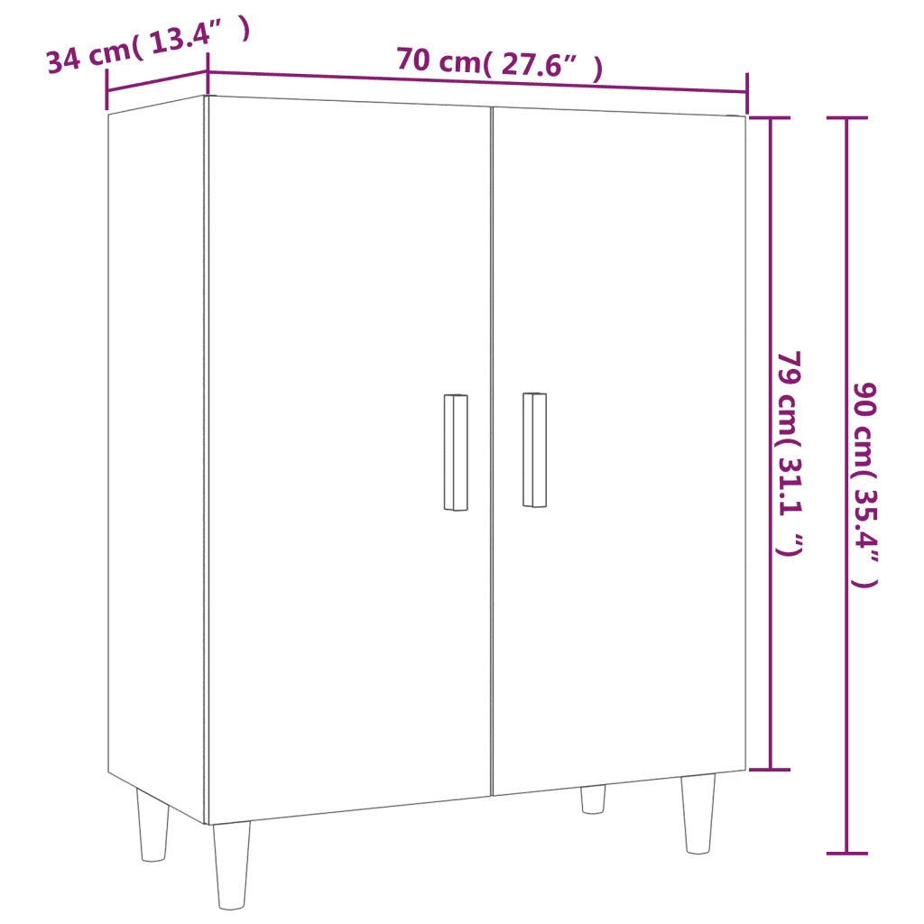 Credenza | Madia | Buffet da pranzo | Armadio da pranzo Rovere Fumo 70x34x90 cm in Legno Multistrato