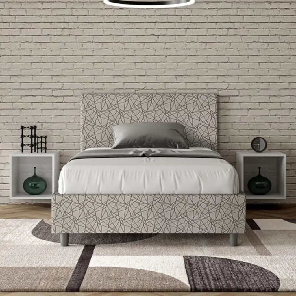Letto una piazza e mezza contenitore imbottito 120x200 tessuto Era 2 grigio Adele