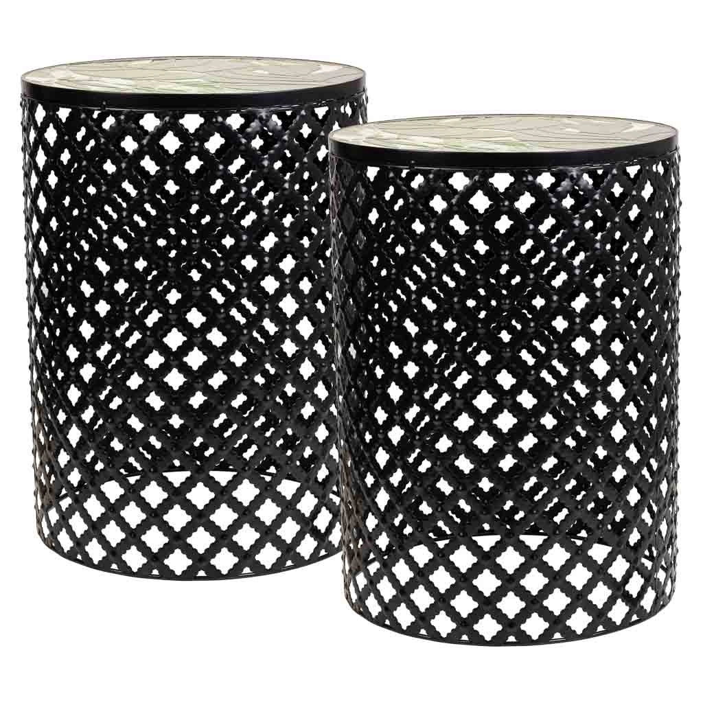 Set di 2 supporti in mosaico nero e metallo