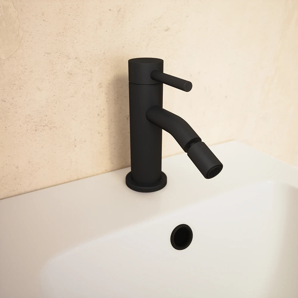 Set miscelatori: lavabo alto bidet senza scarico e incasso doccia monocomando nero opaco | Bette