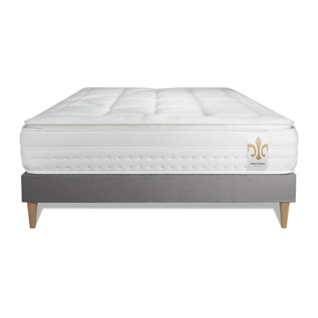 Pacchetto letto completo - Materasso 140x200cm + Box spring con doghe (kit) + 2 cuscini + Piumino - Vingt-Huit PLUS