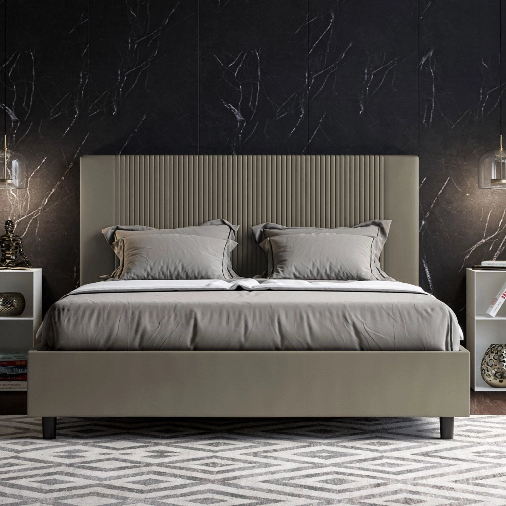 BS COM Letto matrimoniale king size senza rete imbottito 170x210 similpelle cappuccino