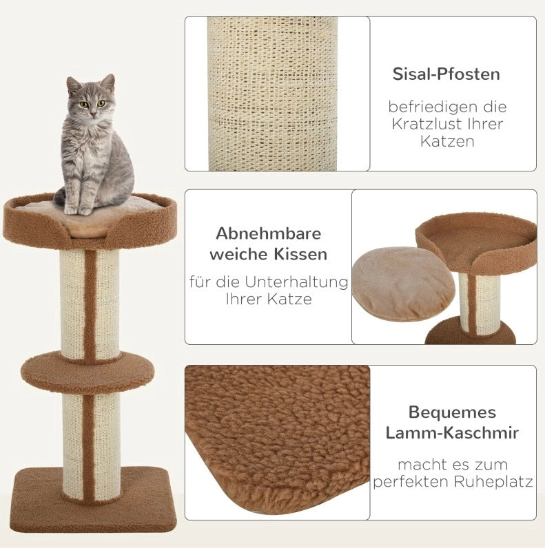 Tiragraffi multipiano in sisal con piattaforme, 91 cm