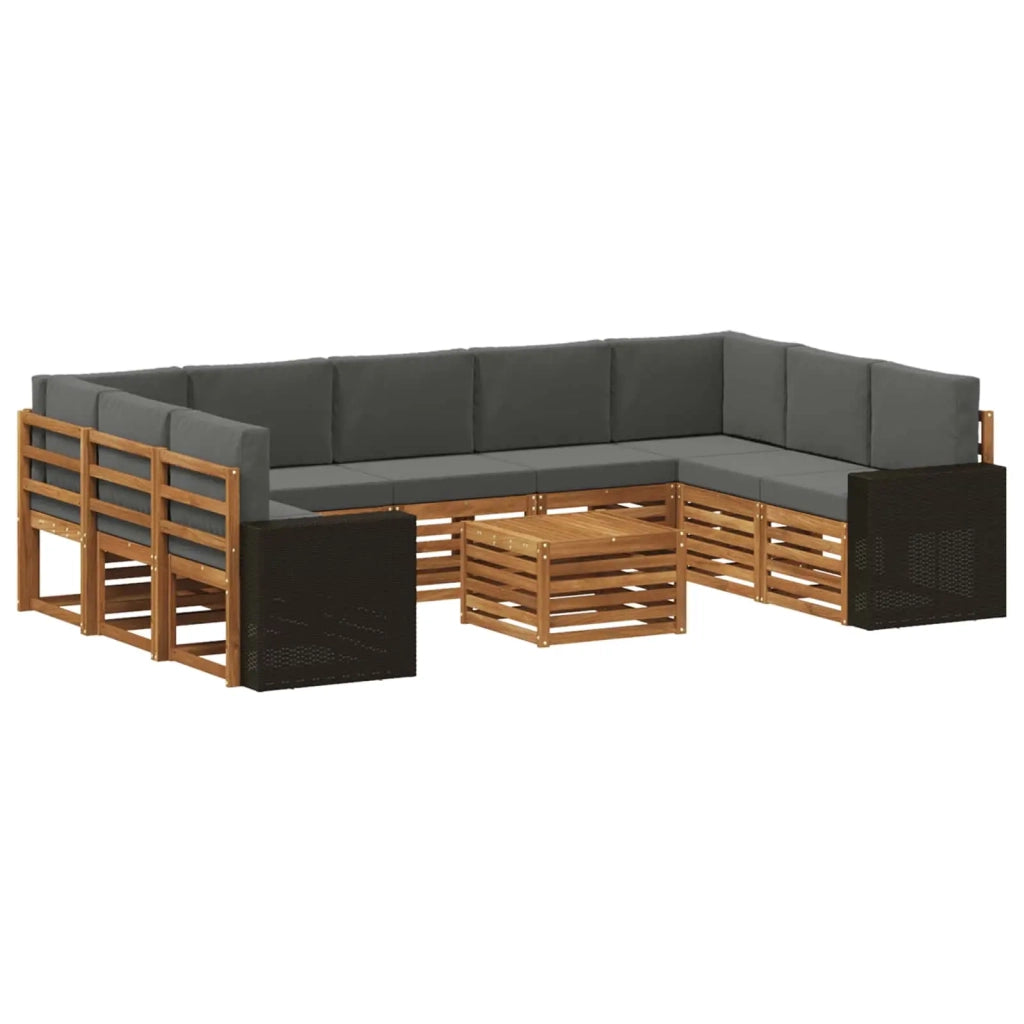 Set di divani da esterno 10 pz Naturale e Antracite Poliestere 3384873