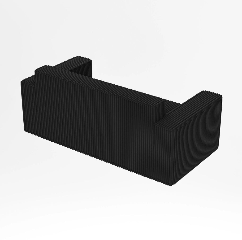 Divano in velluto a coste con seduta profonda 94×37×37 cm nero