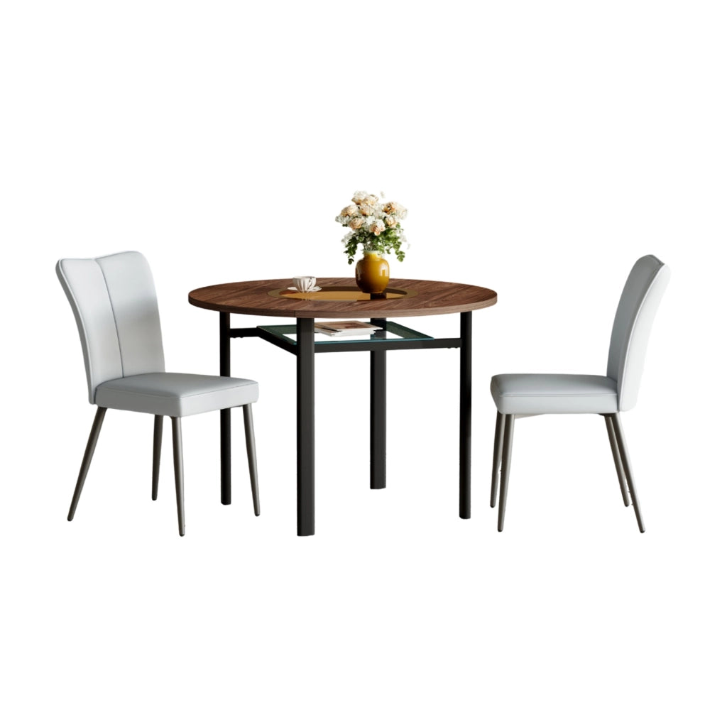 Set tavolo da pranzo rotondo Ø100 cm con sedie in PU grigio chiaro HOMVRA