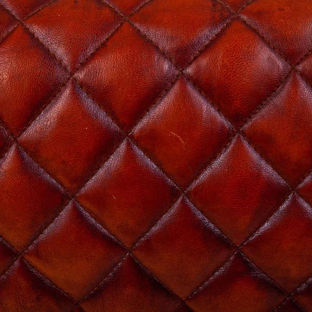 Sgabello in pelle marrone 41x30x51h
