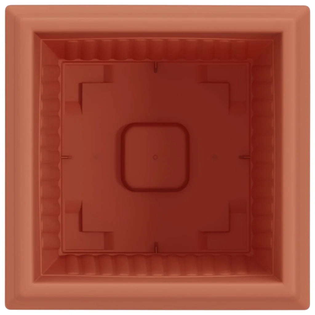 Set di 6 vasi da fiori quadrati moderni 43 x 43 x 33,5 cm per interno ed esterno in plastica rosso mattone 02_0059361