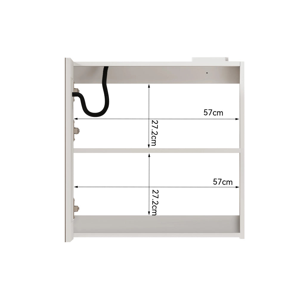Armadio a specchio LED da parete 60 cm in MDF e vetro bianco