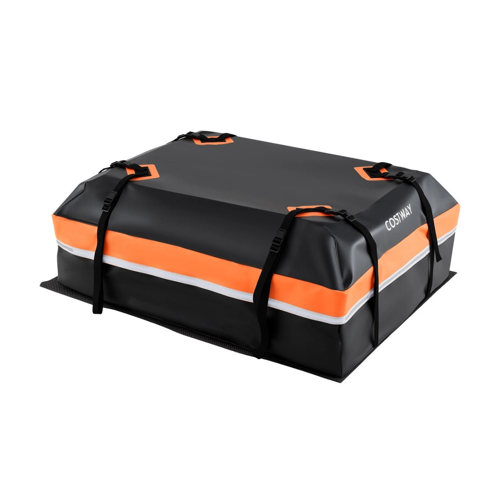 Borsa da tetto per auto con tappetino antiscivolo, Box portapacchi impermeabile e alta adattabilit¨¤ Arancione 112 x 86 x 45 cm