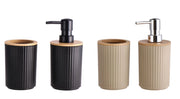 Set 2 Pezzi Accessori Bagno in Plastica e Bamboo 2 Colori