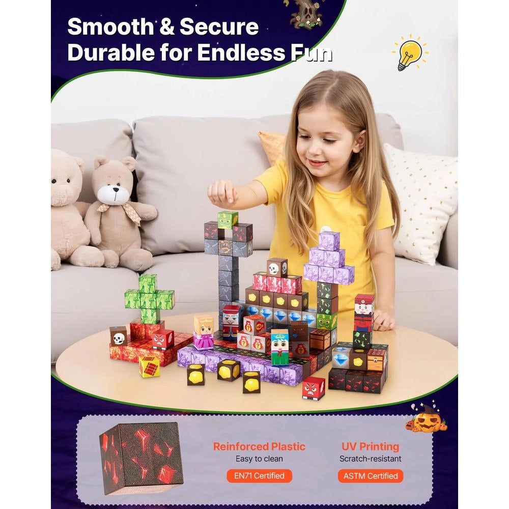 Blocchi Magnetici 150 Pezzi Castello Oscuro Cubi Costruzione Bambini STEM Montessori Impilabile