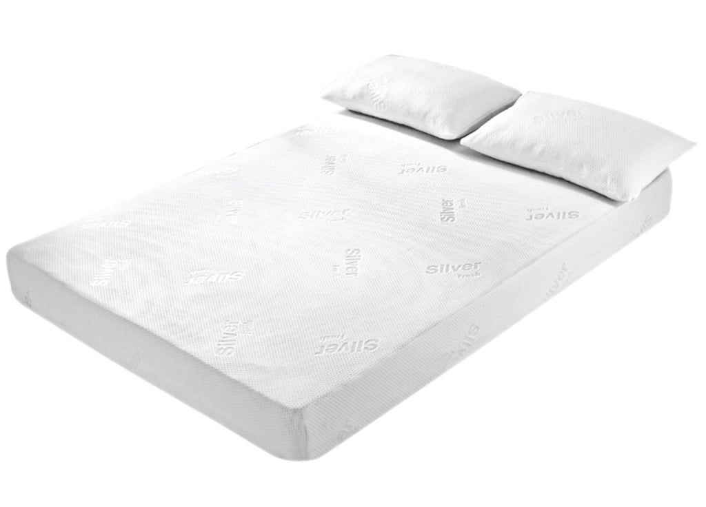 Coprimaterasso Imbottito Elasticizzato Anallergico Federe Cuscino Letto Made Italy - Matrimoniale - Silver