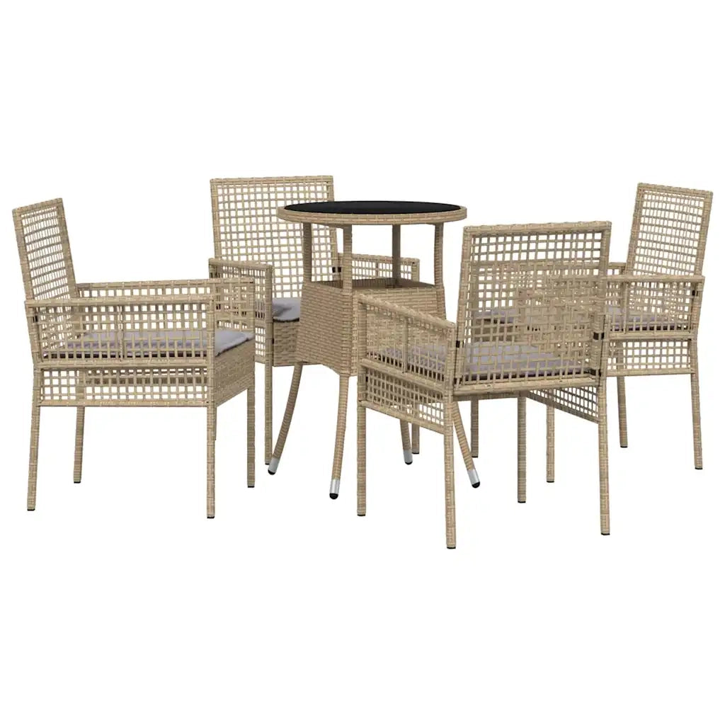 Set da Pranzo per Giardino 5 pcs Beige polyrattan 3334948