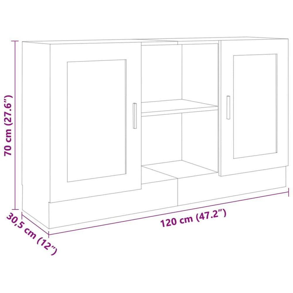 Sideboard Concrete Grey 120x30.5x70 Cm Wood-based Material