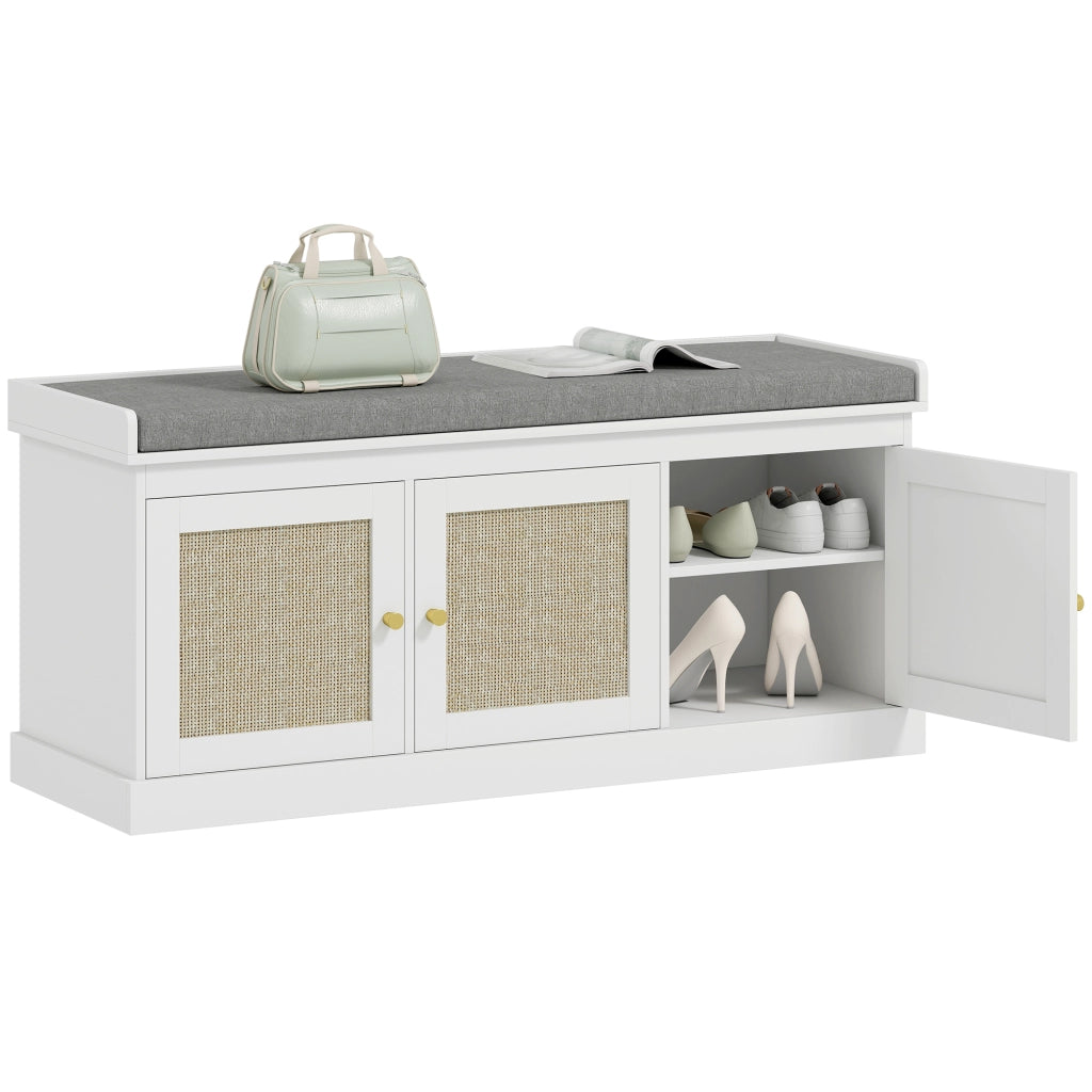 Panca Scarpiera con Cuscino ¨C Minimal ¨C Bianco 105x35x47cm